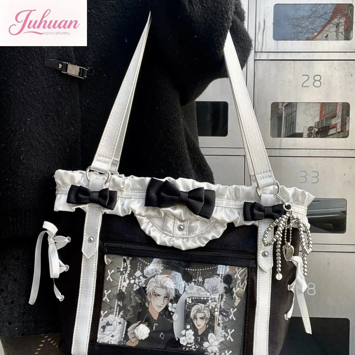 

New Versatile Sweet College Shoulder Bags Women's Second-dimensional Lta Bag Japanese Large-capacity Lolita Ribbon Bow Tote Bags