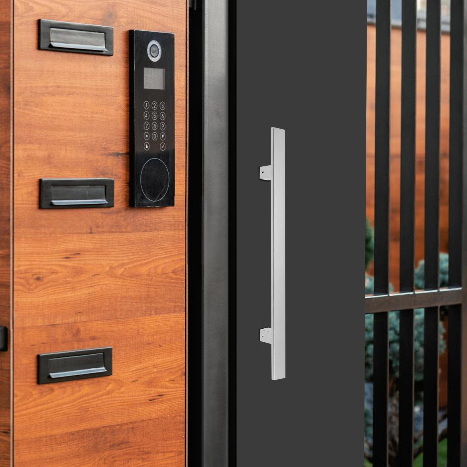 23.62*1.57*0.4in Stainless Steel Pull Handles,Silver Stainless Steel Sliding Door Handle, Double Sided Push Pull Door Handle, H-shaped Door Pull Handle