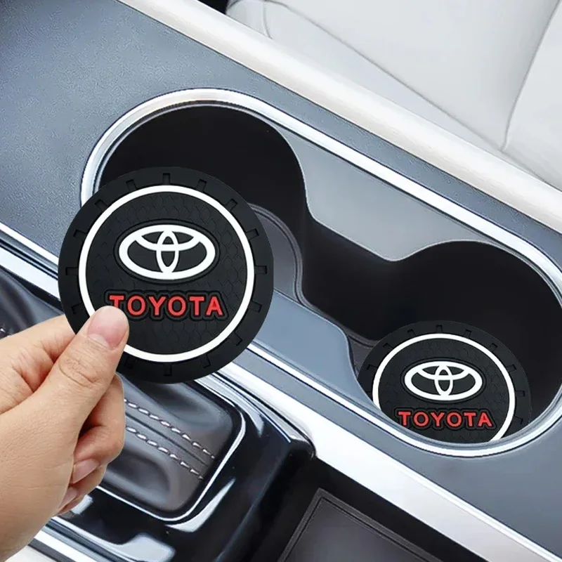 Toyota 2 Pcs Car Coaster Silicone Water Cup Mat Anti Slip Decorative Accessories For Hilux Aygo Yaris Ractis Corolla Camry Auris