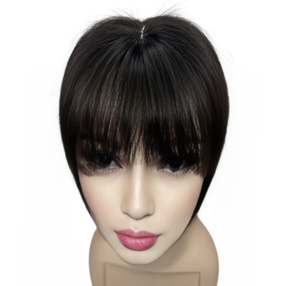 Haaraufsatz mit Pony-Clip 360° °   3D-Abdeckungs-Haaraufsätze für Frauen mit dünner werdenden Haaren, 25,4 cm, glattes Haar, Haarteile für Frauen