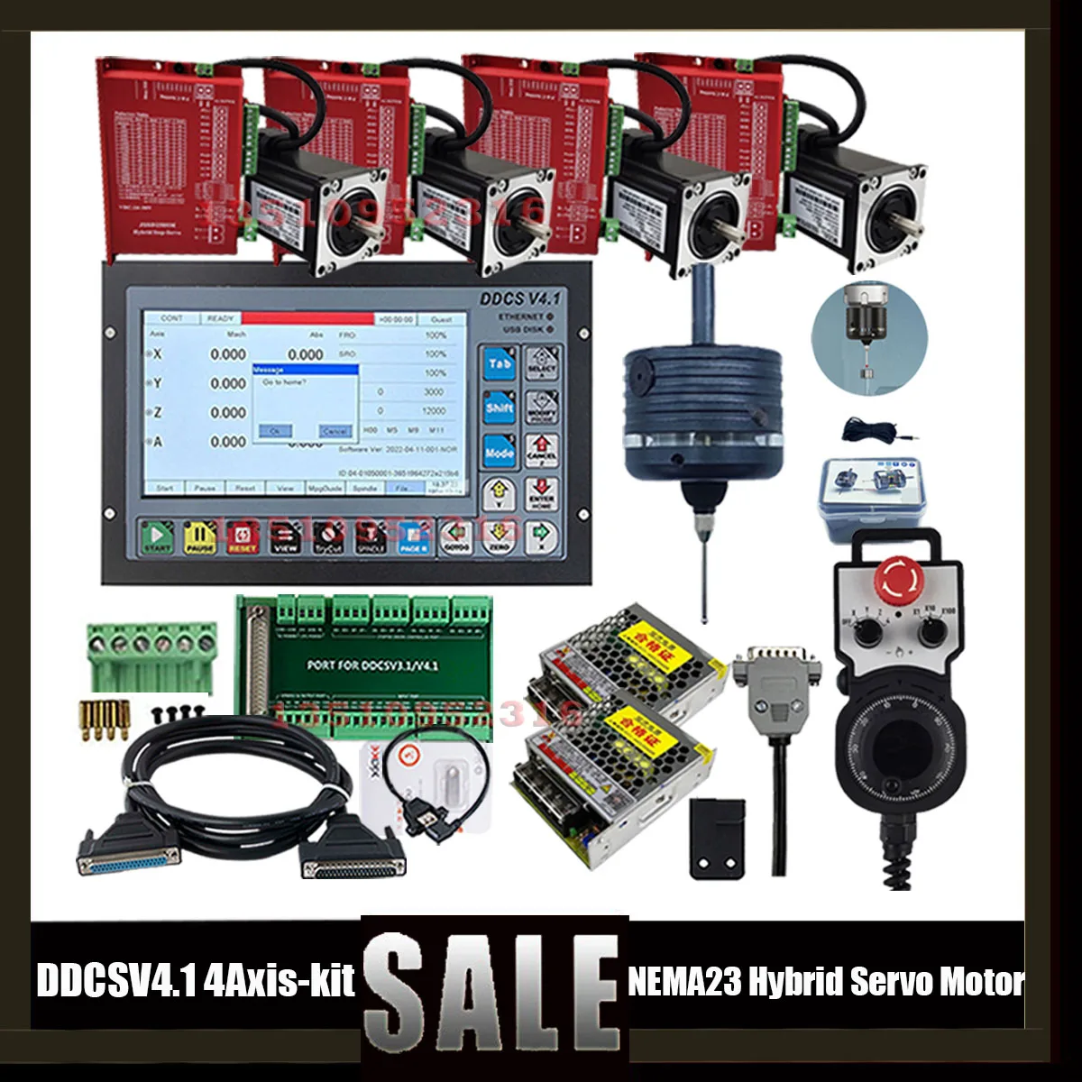 Ddcsv3.1 Upgrade Ddcsv4.1 4axis Cnc Offline Independent Controller + Hybrid Servo Motor Kit + 3d Edge Finder + E-stop Mpg 75w24V