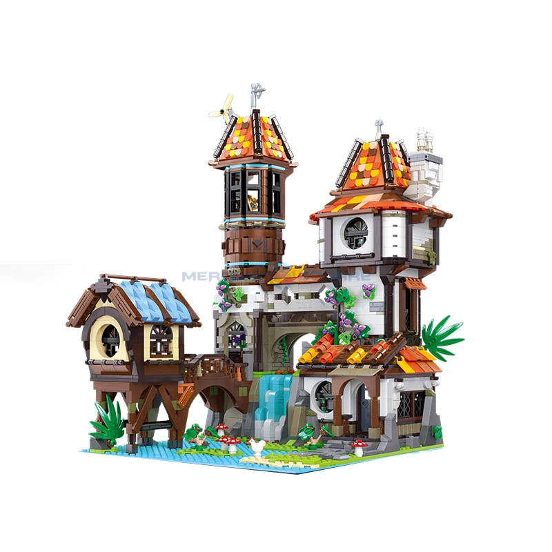 Riverside Scholars Model Blocks MOC 89149 Medieval Village House Buliding Bricks Modular Architecture Ideas DIY Toy Kit Gift Kid