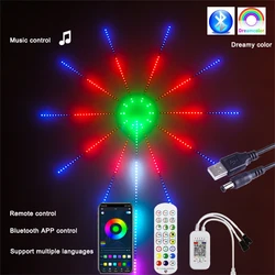 Tira de luces LED de fuegos artificiales para decoración del hogar, tira de luces de hadas con controlador de música WIFI, USB, RGB, para decoración de sala de bodas, DC5V