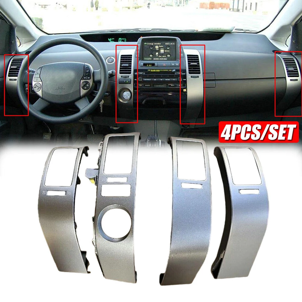 

4Pcs/Set Gray Center Inner A/C Dash Air Vent Cover Trim 55670-47060 For Toyota For Prius 2004 2005 2006 Air Vent Trim