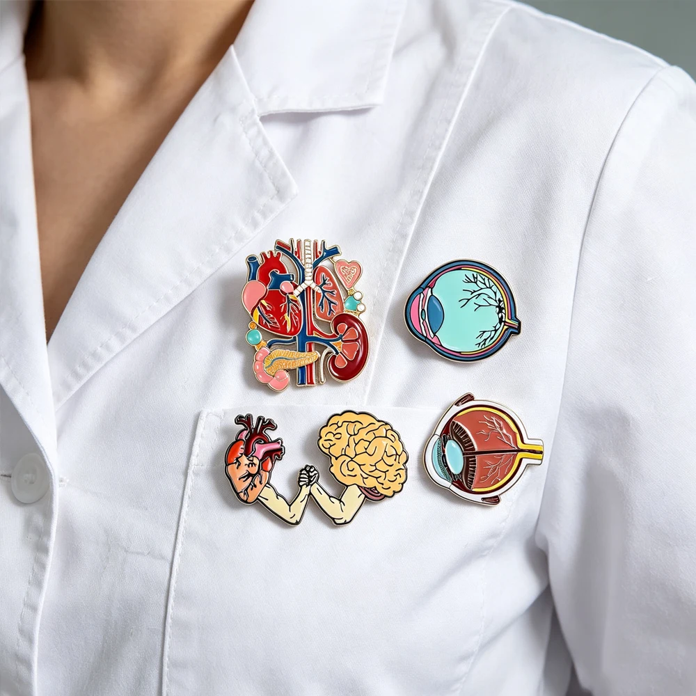 Medical Human Organ Enamel Brooch Pin Set Color Anatomical Badges Tie Pouch Decoration Jewelry Gift For Doctors And Nurses