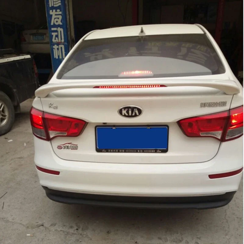 for Kia RIO K2 spoiler 2012-2015 RIO K2 Spoiler with light High Quality ABS Material Car Rear Wing Primer Color Rear Spoiler