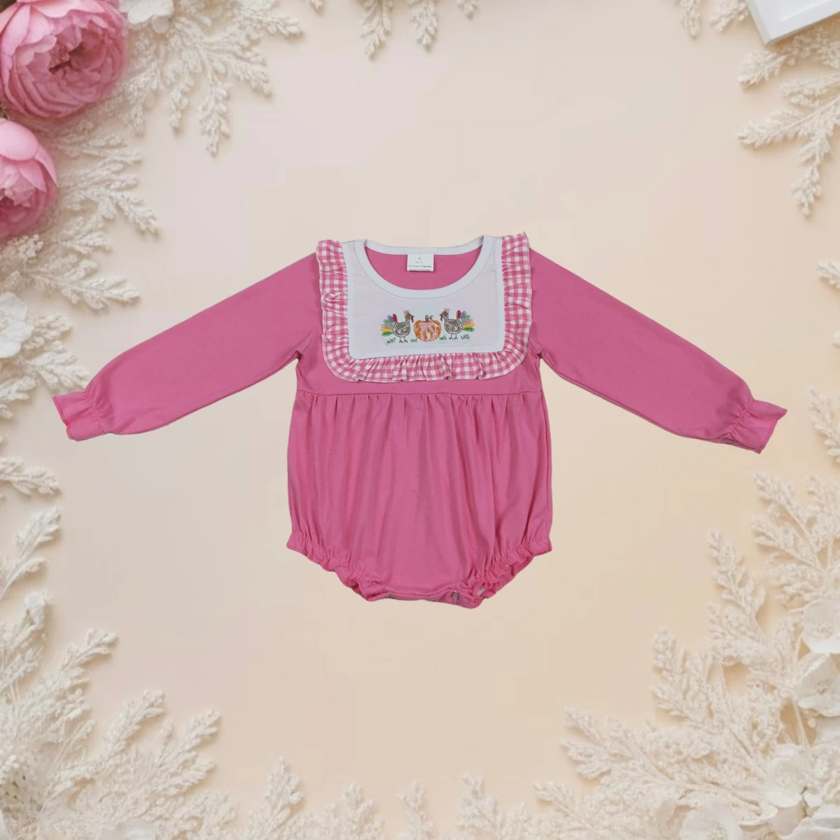 

Newborn Romper Embroidery Turkey Baby Girl Clothes Thanksgiving Bummies Cozy Toddler Infant Pumpkins Playsuit Casual Jumpsuit
