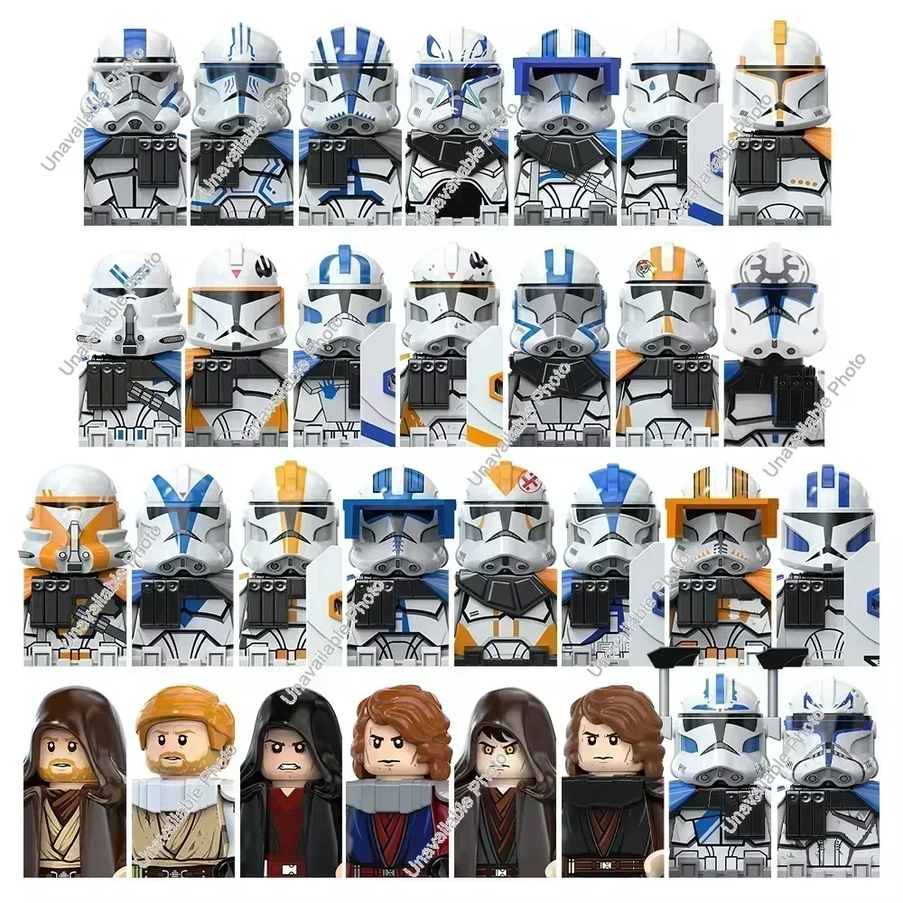 Hot Toys TV6114 Star Wars Bloques de Construcción 501 Clone Trooper Anakin Skywalker Obi-Wan IG-100 Magna Guard Figuras de Ladrillos Mini Muñecos