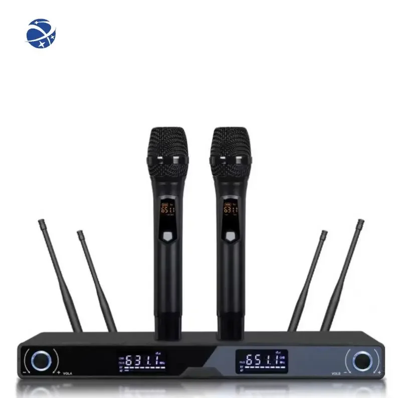 

Clavax CLPM-UR66 UHF 2 Channel Vocal Microphone Professional System Wireless Microphone For Karaoke Conference Stage Performance