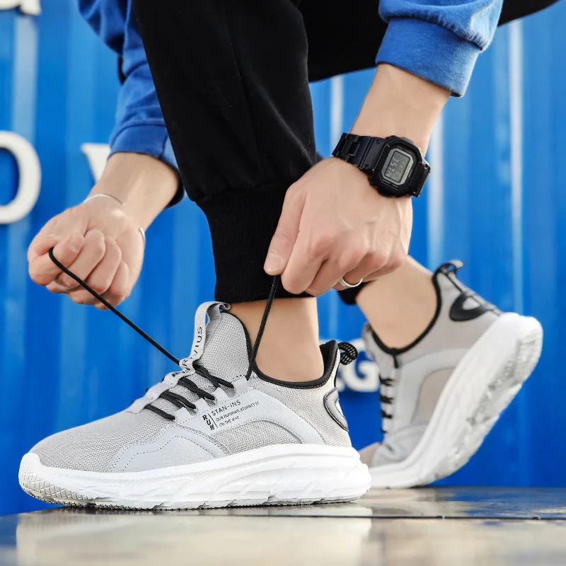 

Men's Running Shoes Round Toe Lightweight Sports Shoes Trendy Flat Heel Lace-up EVA Summer Shock-absorbing New Casual Shoes
