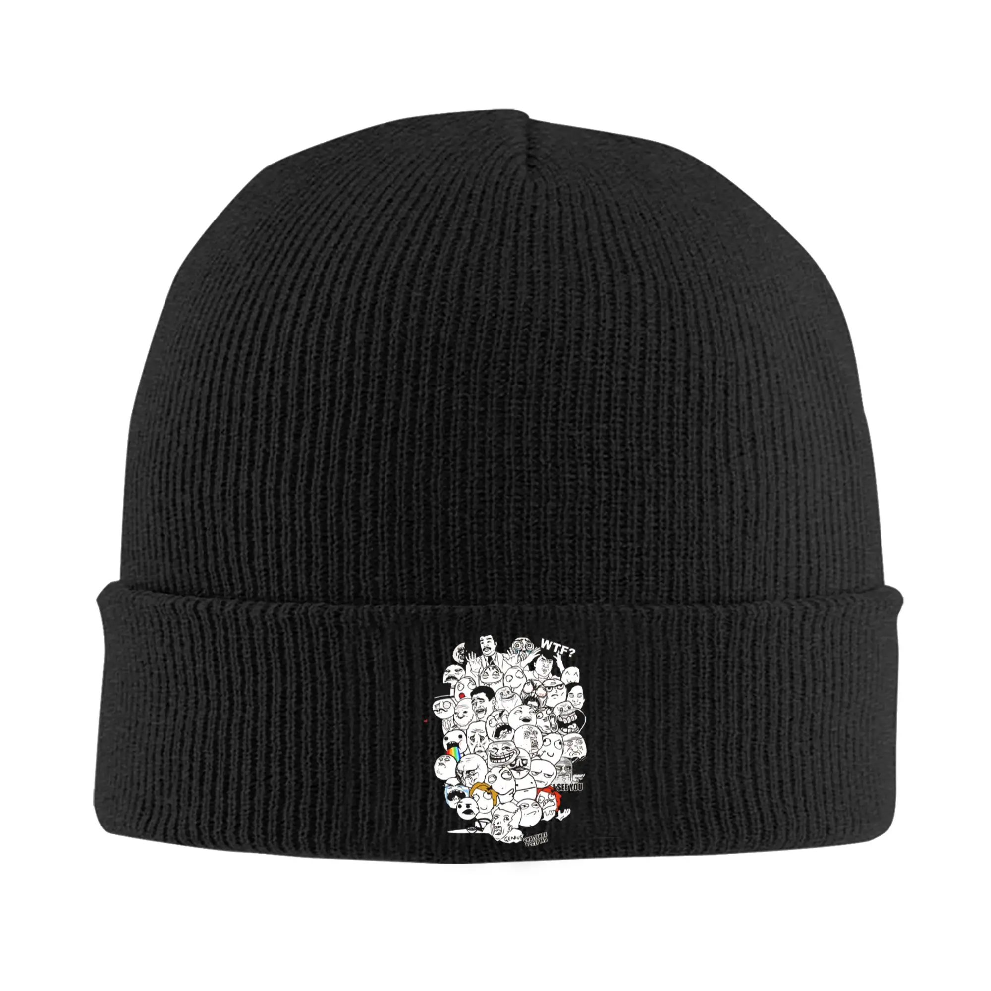 memeVision collection Derpina Rage Guy Knitted Hat for Women Men Beanie Autumn Winter Hats Acrylic  Casual Cap