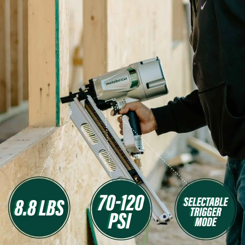 Metabo HPT Framing Nailer | High Grade Aluminum Magazine Tool-less Depth Adjustment  Pneumatic