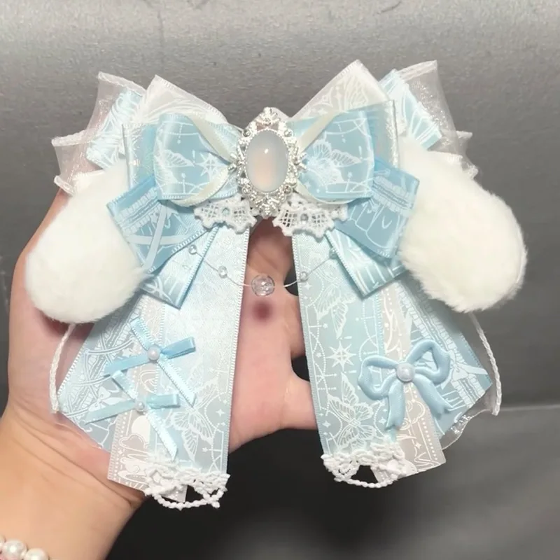 

New Luxury Lolita Bow Tie Brooch Support Stick Dog Ear Styling Bowknot Lolita Pain Bag Accessories Jewelry Gifts