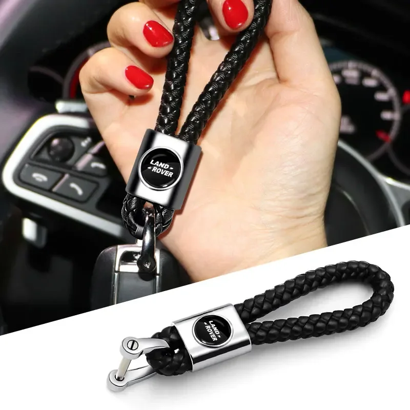 Metal Leather Car Keychain Key Rings For Land Rover Freelander Range Rover Velar Sport Discovery 2 Defender Styling Accessories