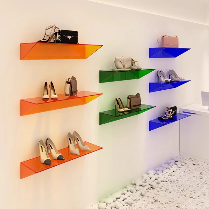 

Multi-Functional Acrylic Wall-mounted Shoe Bag Storage Rack Shoe Support Display for Clothing Stores Shoe Shelf Showcases
