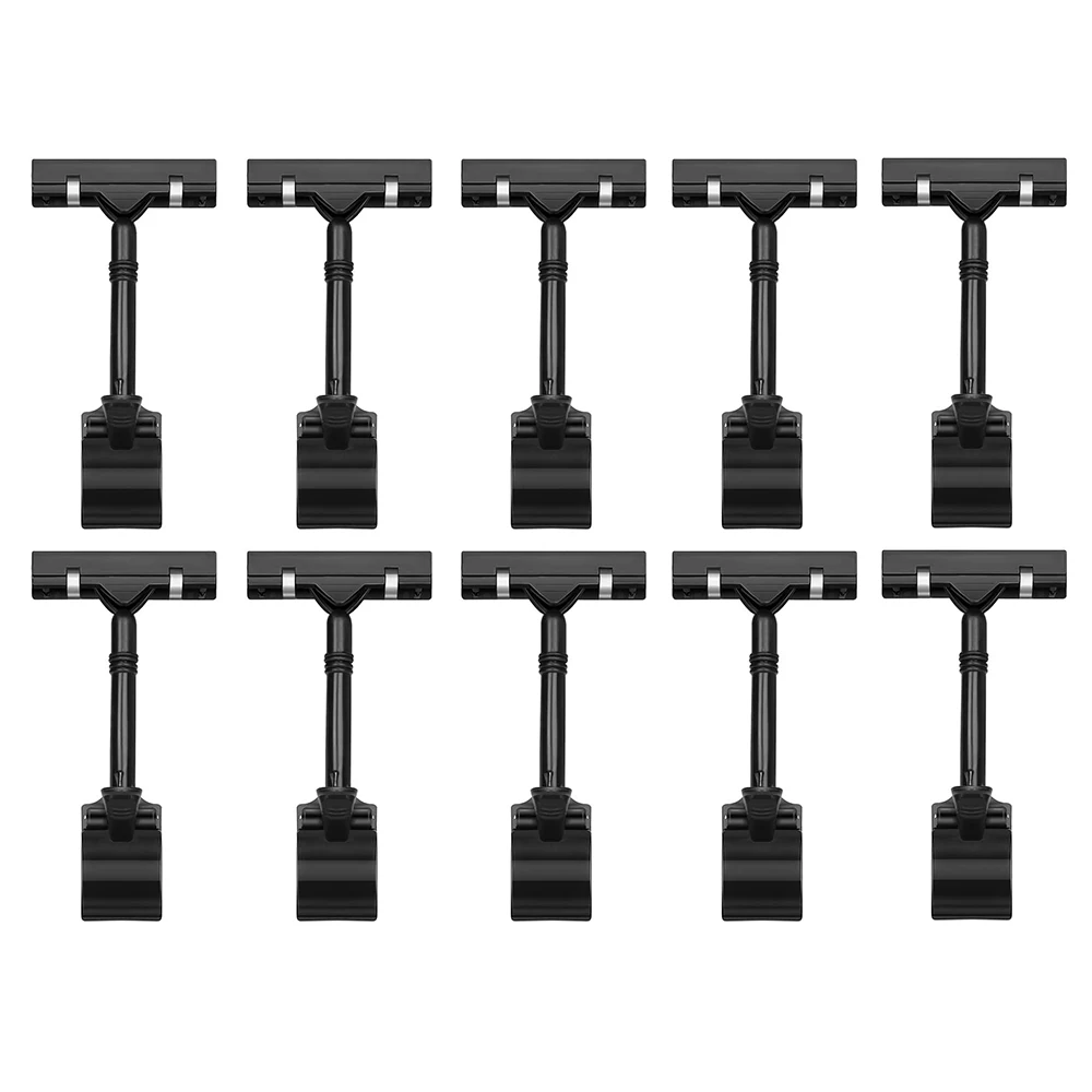 

10PCS Adjustable Plastic Sign Holder,Clip-on Style Double Head Display Clips Rotating Reuse Sign Tag for