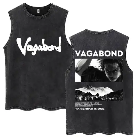 Washed Anime Vinland Saga Tank Tops Harajuku Retro Manga Thorfinn Karlsefni Vests Men Women Cotton Oversized Sleeveless T Shirt