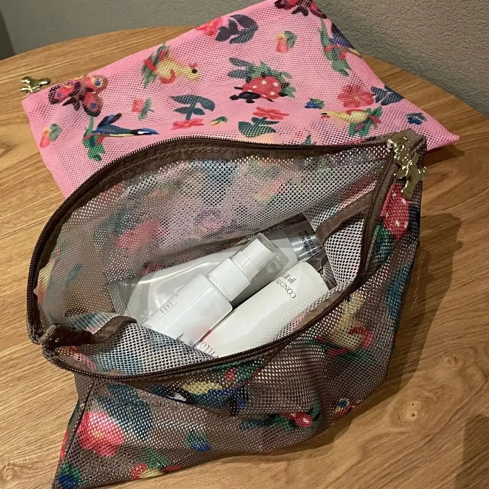 

2025 Japanese Style Makeup Storage Bag Large Capacity Cartoon Printing Travel Storage Bag Vintage Floral Toiletry Bag