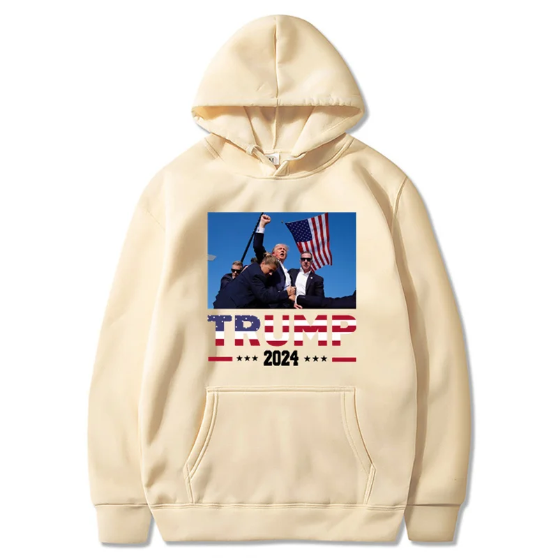 Men Women Clothing Hoodies Pullover Hip Hop Sweatshirts Trump 2024 Fight Print Hoodies Casual Top Tracksuit Sweatshirt Autumn