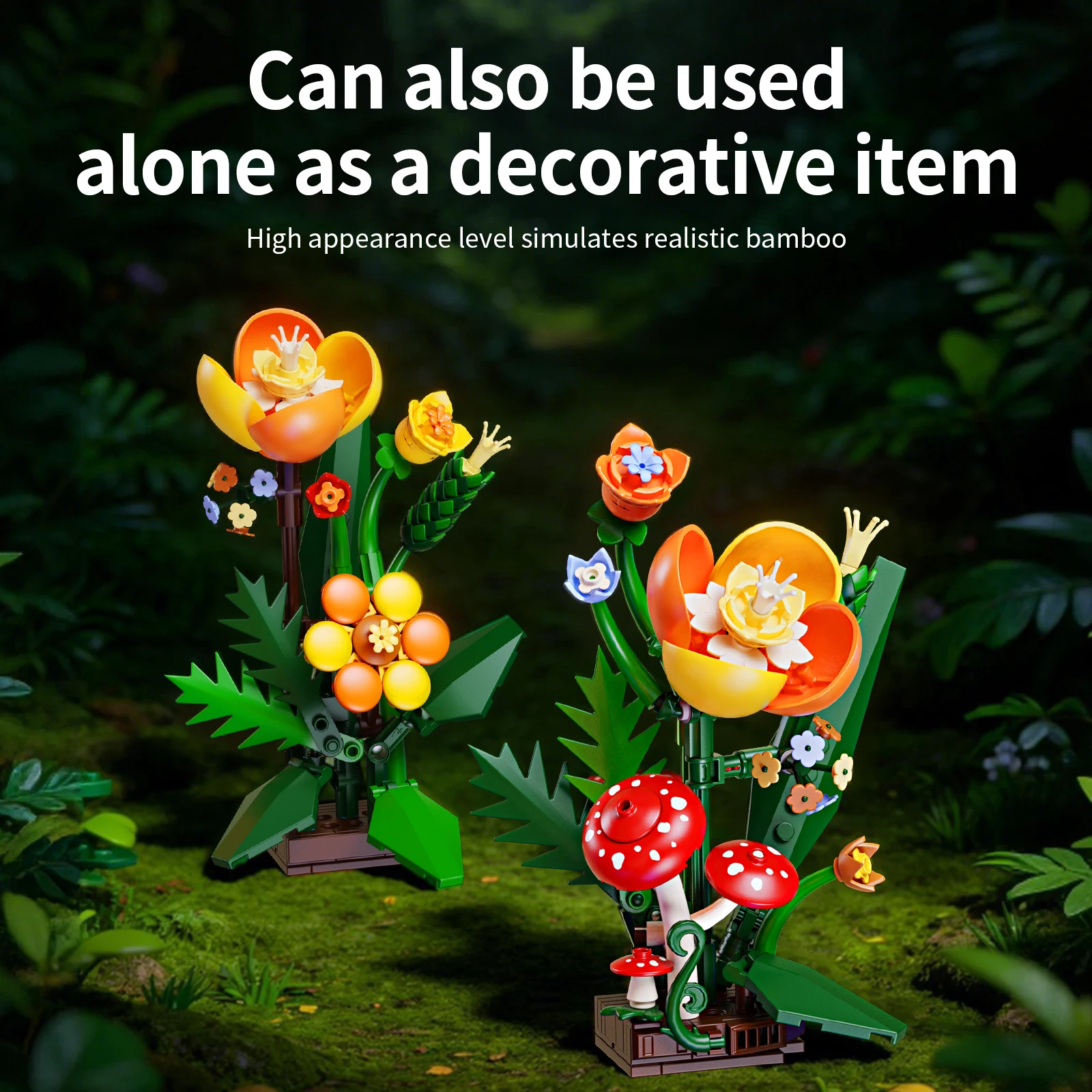 Forest Fox Building Blocks Set Large Sitting Fox Animal Brick Model with Flowers Mushroom Assemble Bricks Toy Gift For Adult view 6
