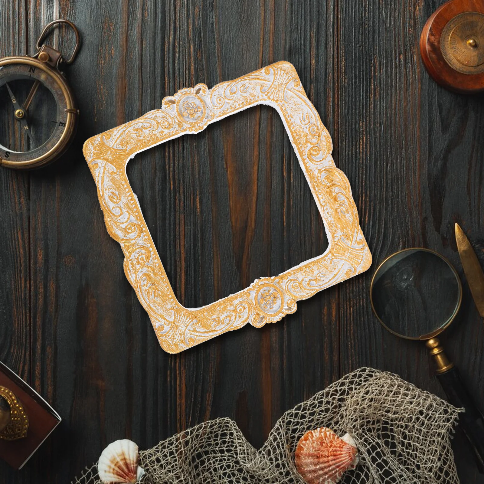 

2Pcs Retro Photo Frame Decor Vintage Picture Frames Resin Ornament for Home Jewelry Shop Display Decorative Small Frame Set