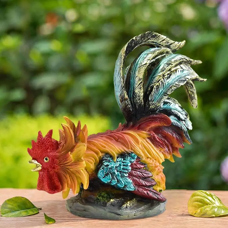 1pc Rooster Statue Animal Shaped Sculpture Outdoor Chicken Decor Ornament Resin Figurines Garden Accessories home decoration