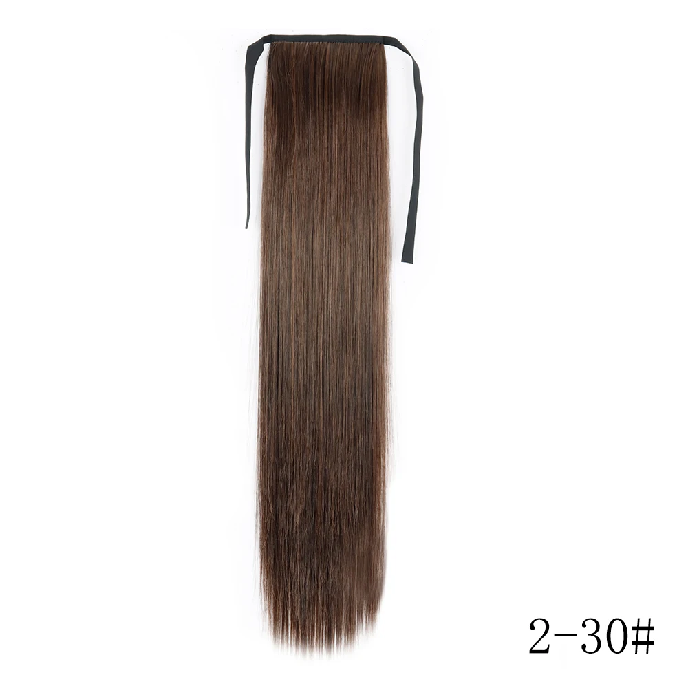 LISI GIRL Kunsthaar 22''34'' Langer, gerader Pferdeschwanz zum Umwickeln, Clip-in-Haarverlängerungen, schwarzes Haarteil, Kopfbedeckung