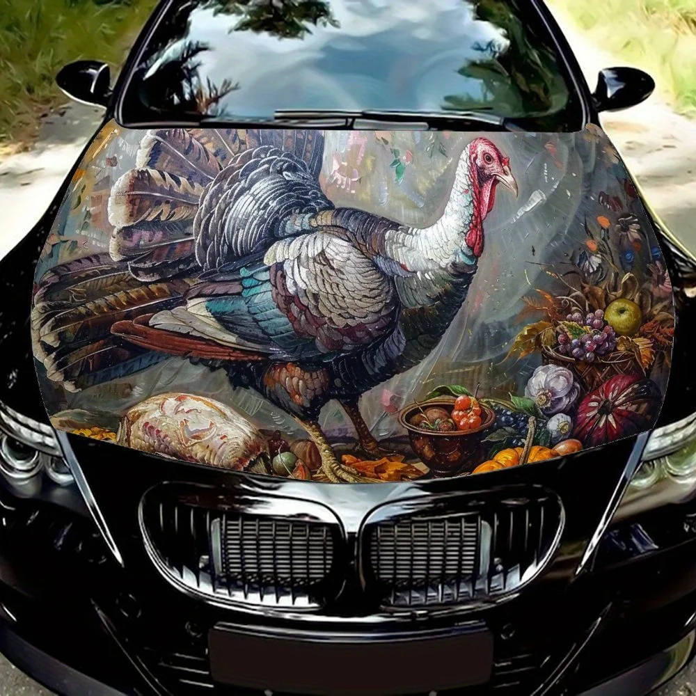 Beautiful Meal - adorned Turkey Thanksgiving Car Hood Wrap Color Vinyl Sticker Truck Graphic Bonnet Auto Accessories Decoration