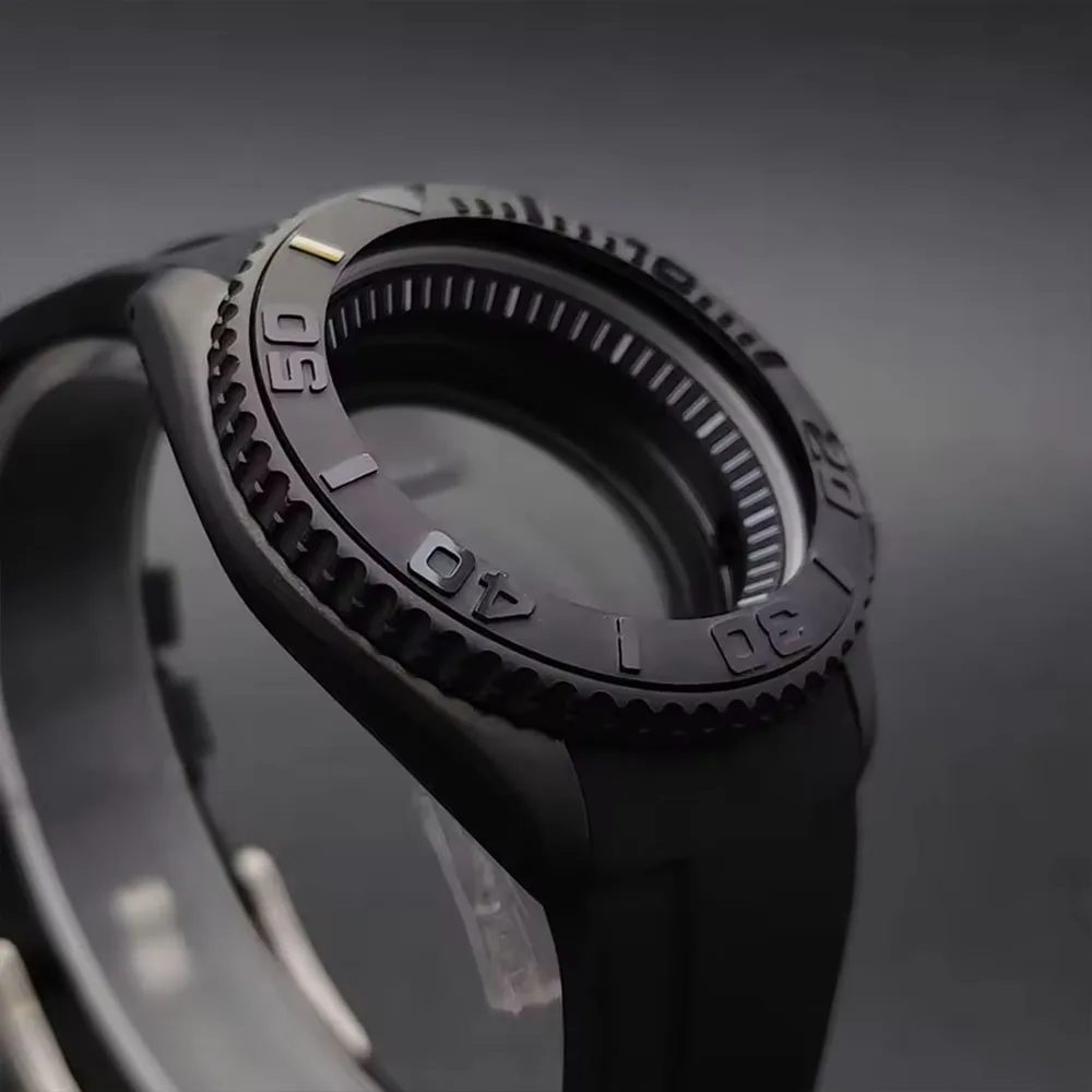 Caja NH35 de 42mm de alta calidad SKX007, cristal de zafiro para hombre, funda negra/plateada para SKX Mod 316L, acero inoxidable compatible con movimiento NH35 NH36