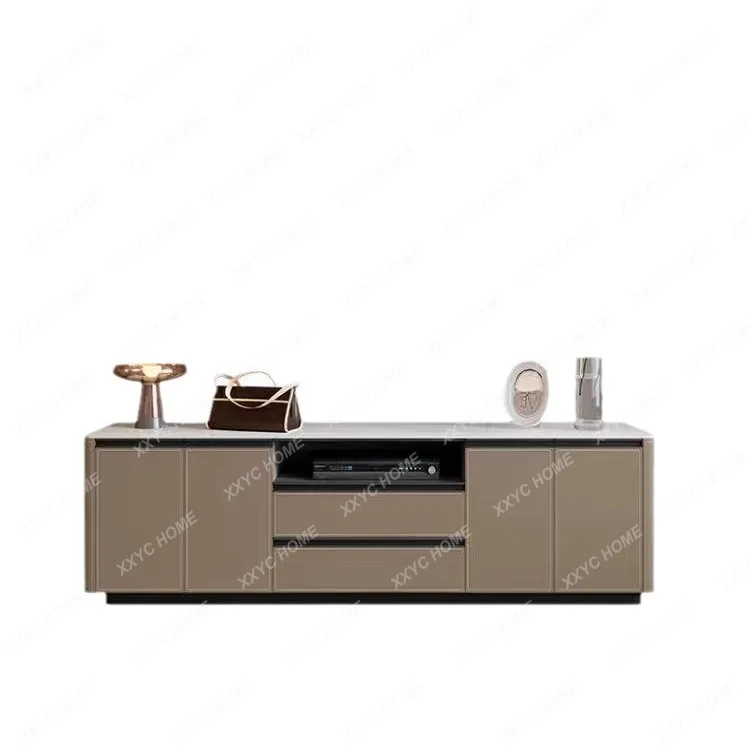 

TT Modern Bedroom TV Cabinet Home Living Room Saddle Leather Locker Bedside Cabinet