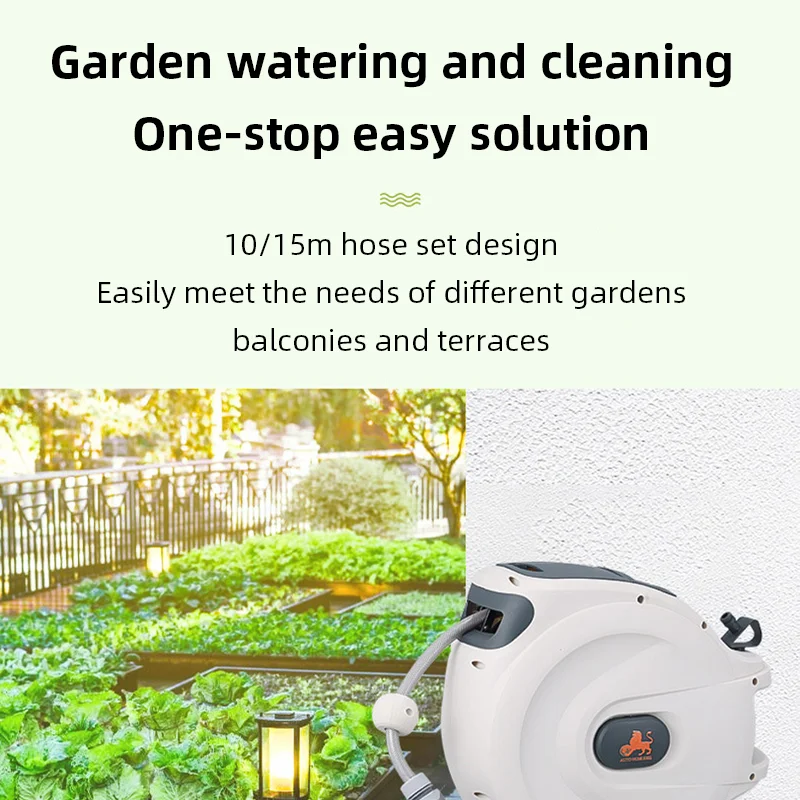10/15m Automatic Rewind Hose Reel Automatic Telescopic Reel With Hose Reel Slow Return System for Car Wash Garden Watering