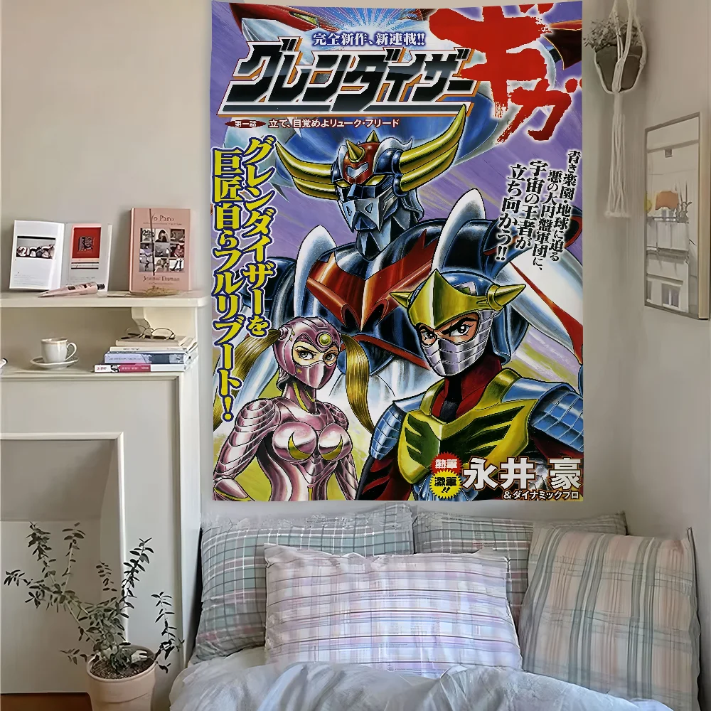 

G-Goldorak Grendizer High End Tapestry 90x140cm Home Bedroom Living Room Bar Outdoor Microfiber Wall Art Decorated Banners
