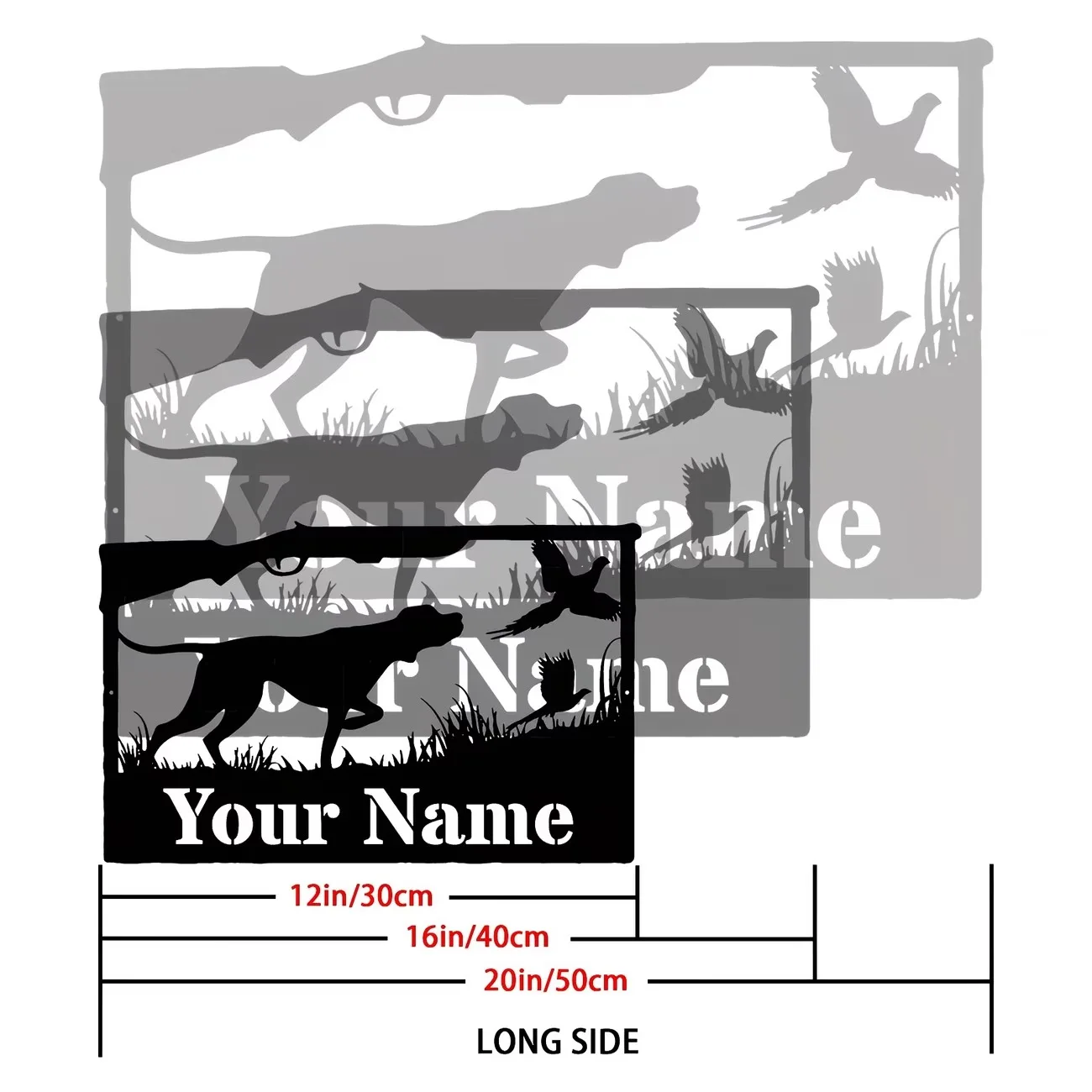 Personalized Hunting Dog and Pheasant Metal Sign - Customized Name Wall Art, Contemporary Style, Ideal for Home or Cabin Decor