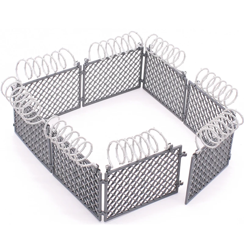 Marumine MOC DIY City Military Base Barbed Wire Fence Mesh Isolation Net for WW2 SWAT Weapons Building Blocks Model Bricks Set