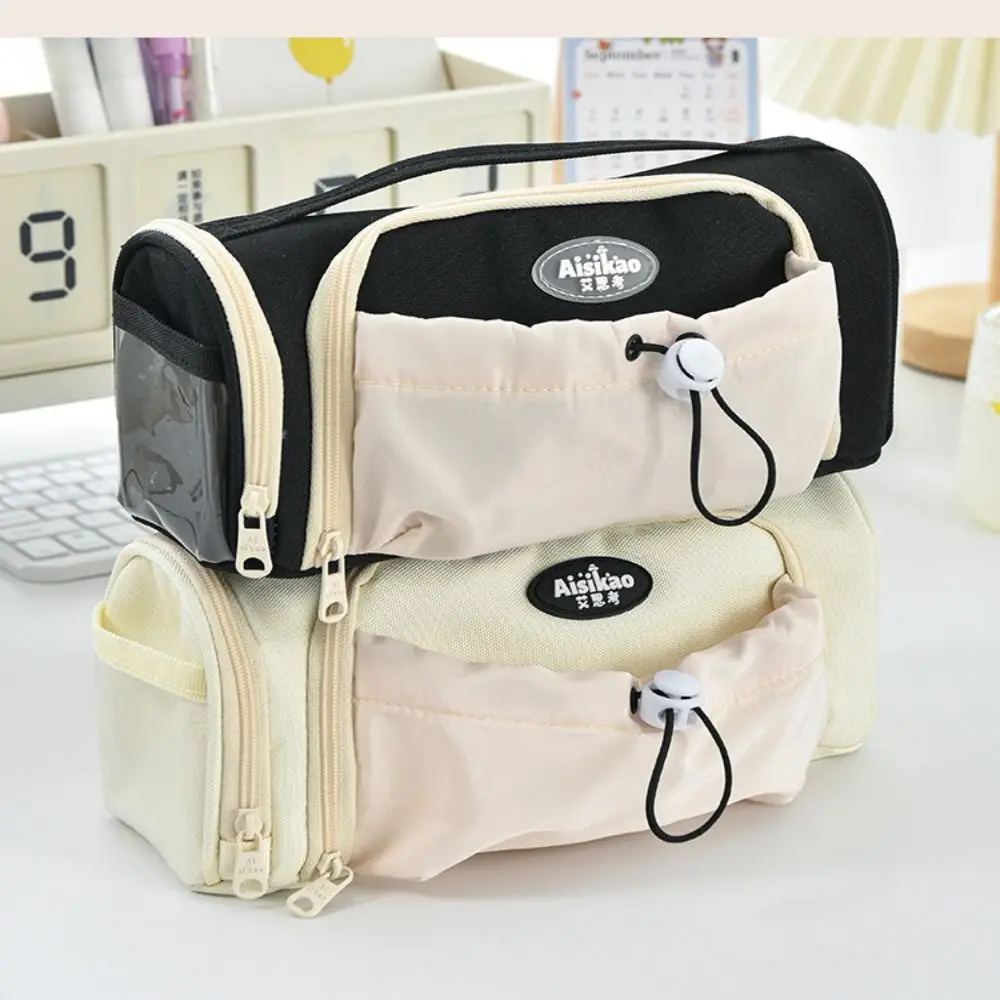 Creative Canvas Pen Bag Drawstring Large Capacity Stationery Bag Portable Dirt-proof Pen Box Students