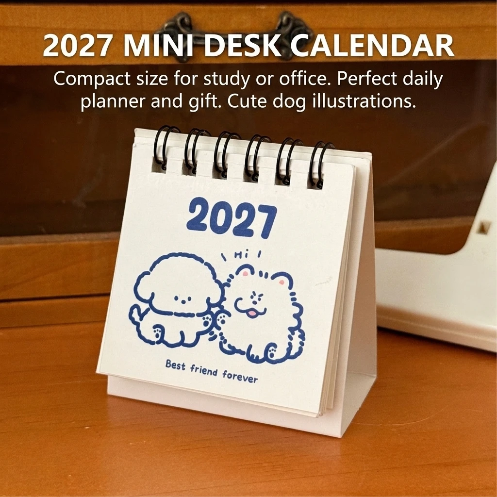 Office Desk Calendar 2027 Minimalist Standing Tent Planner for Students Home Workspace Organization Thick Cardboard Durable