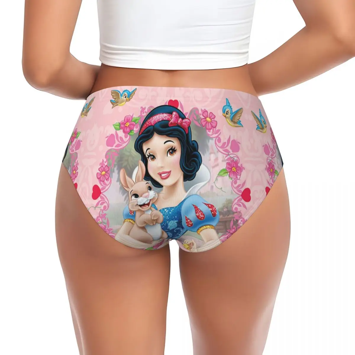 Custom Women\'s Princess Snow White Brief Panties Female Stretch Underwear Underpants