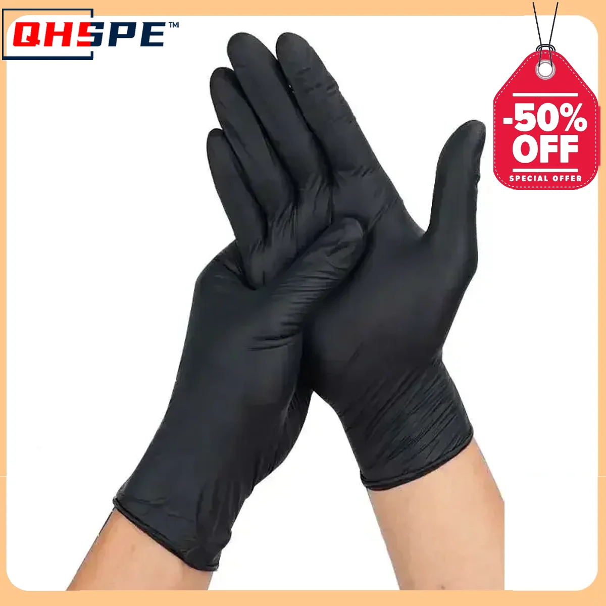 100pcs Multifunctional Disposable PVC Black Nitrile Gloves, Perfect For Car Repair, Food Prep, Hair Dyeing & More