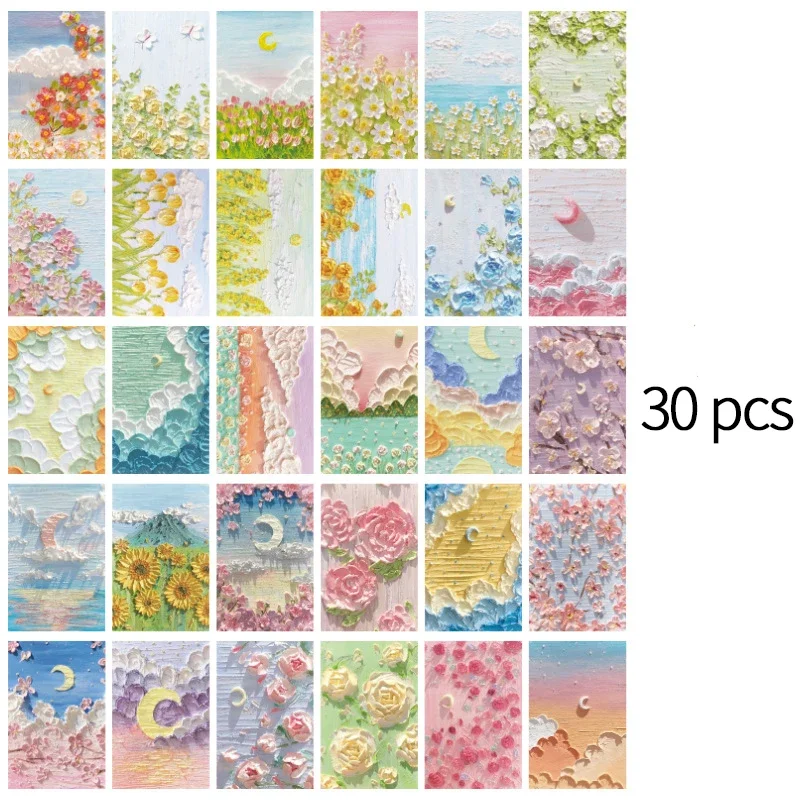 

30 pcs beautiful Oil painting art greeting card Decorative card paper hand made Stationery Scrapbooking Craft Supplies