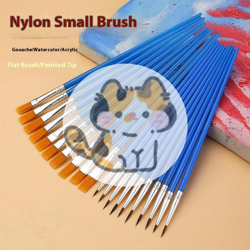 New Painting Brushes Set Art Round Flat Hair Nylon Hair Paint Brush For Oil Acrylic Watercolor Kids/Artists/Beginners/Students