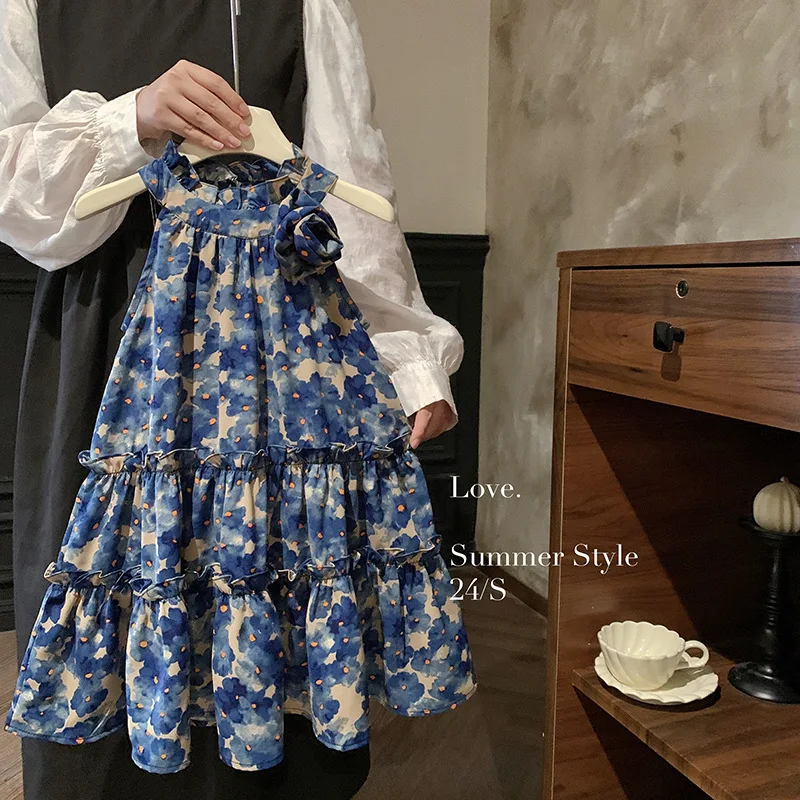 Mädchen Freizeitkleider Blumen Tank Top Kleid Blumenmädchenkleider Kinderkleidung Mädchen 2 bis 7 Jahre Prinzessin Kleid für Mädchen