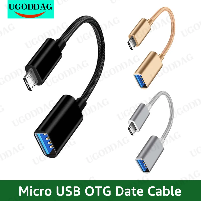 Micro USB OTG Cabo Adaptador, Micro-USB Macho para USB 2.0 Feminino, Samsung, Huawei, Xiaomi, Telefone Android, USB Flash Drive