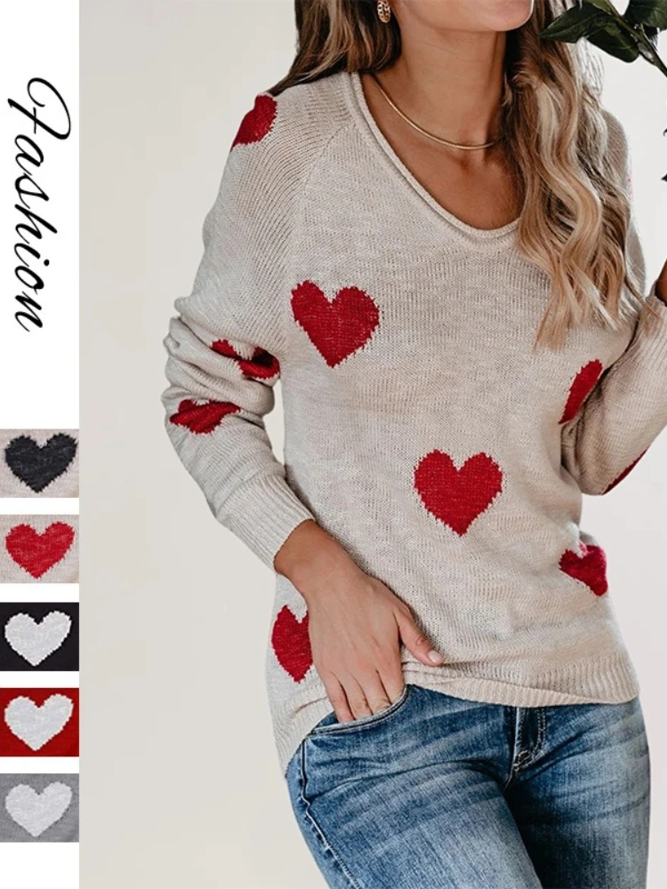 

Новый осенне-зимний модный ленивый стиль, высококачественный свободный универсальный женский свитер с длинным рукавом с цветным воротником Love