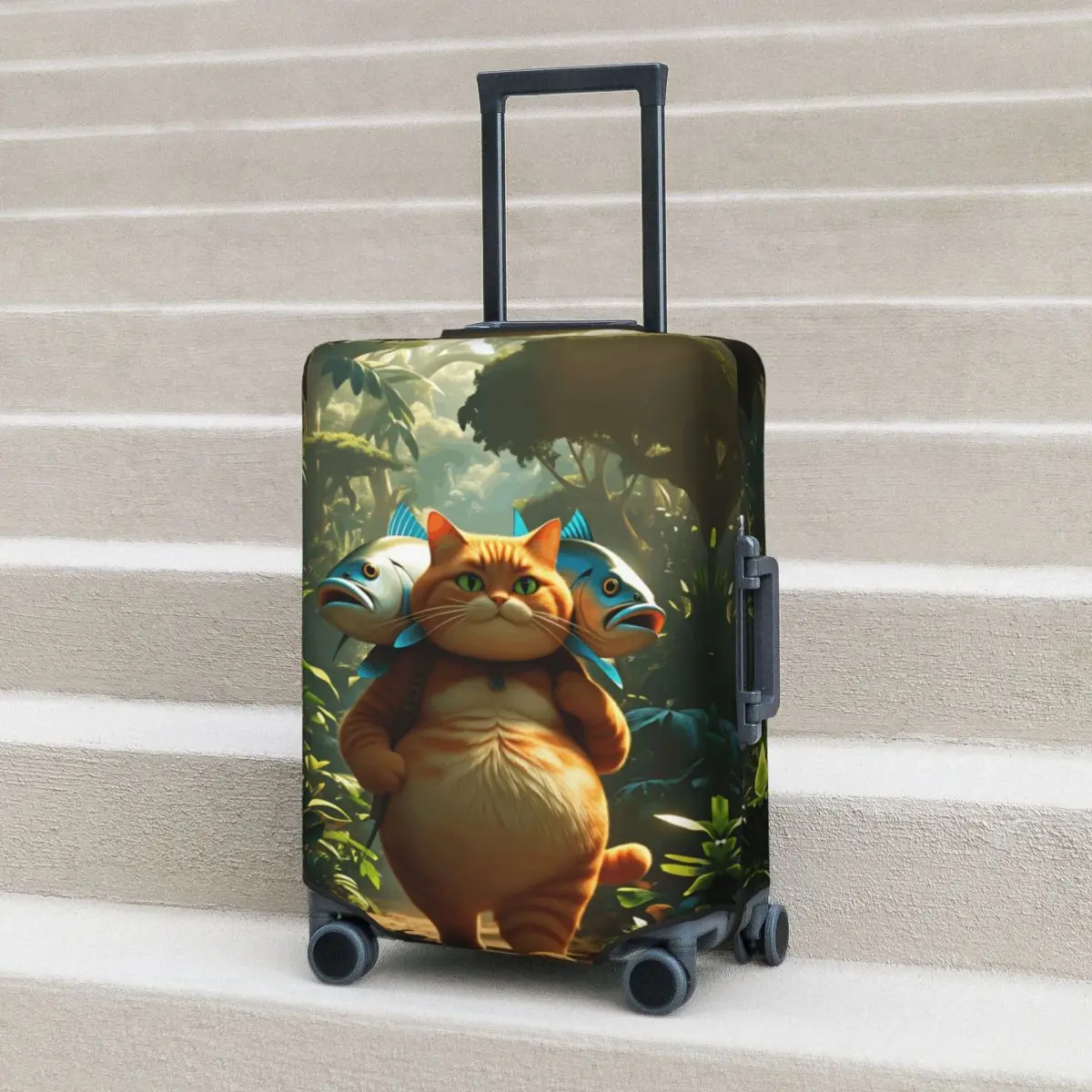 

Чехол для чемодана Kawaii Jungle Cat Adventure: практичный аксессуар для багажа, защита для деловых поездок