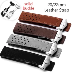 20 22mm Bracelet for Tag Heuer for Carrera for Monaco Leather Replacement Band for Rolex Frosted Cowhide Universal Accessory