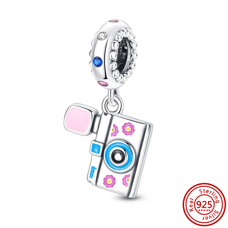 AUthentic 925 Sterling Silver Travel Passport Car Trunk Camera Charm Fit Pandora Original Bracelet DIY Airplane Earth Beads Gift