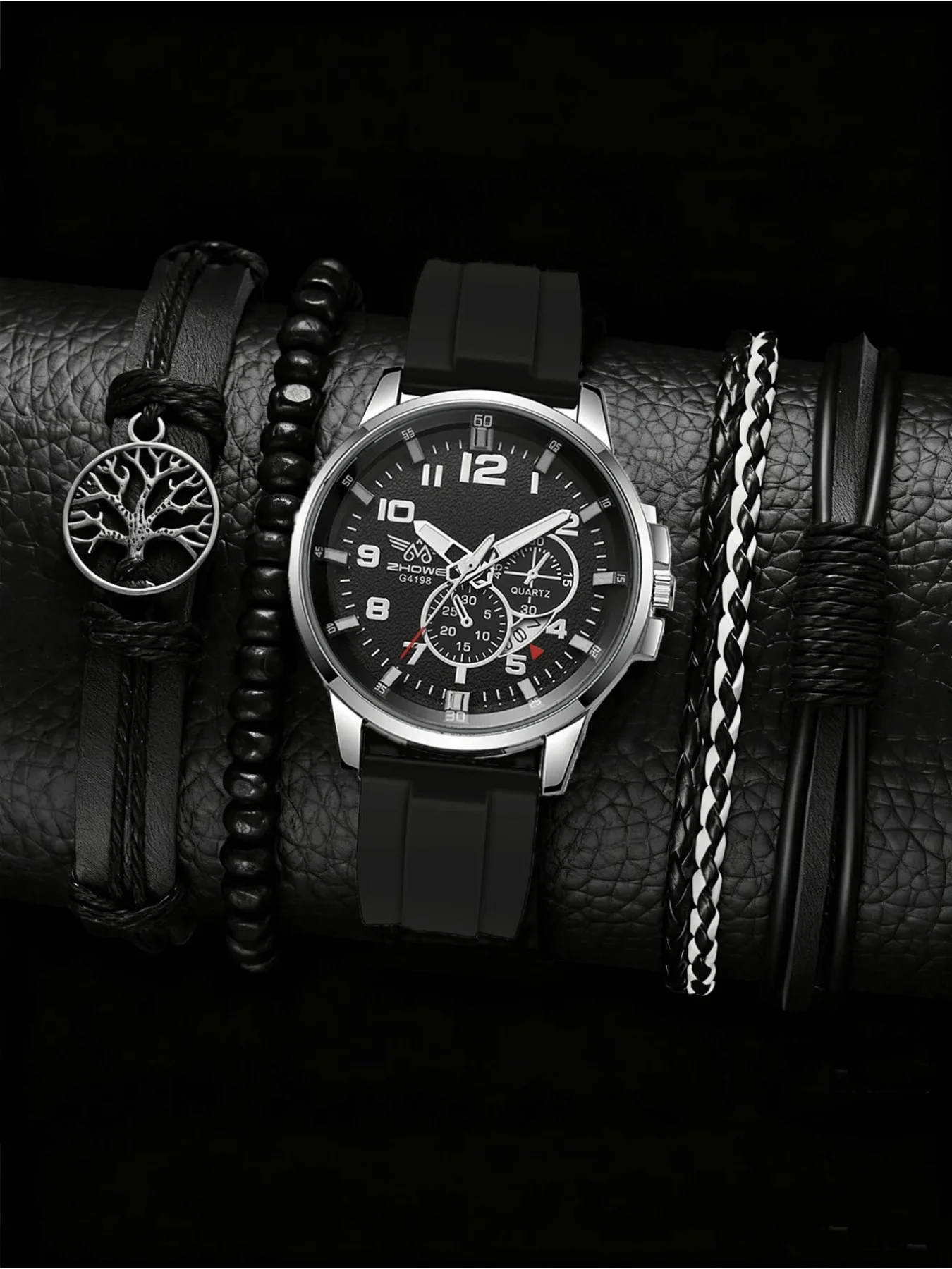 3-piece men's exquisite watch set, men's business high-end quartz men's watch set