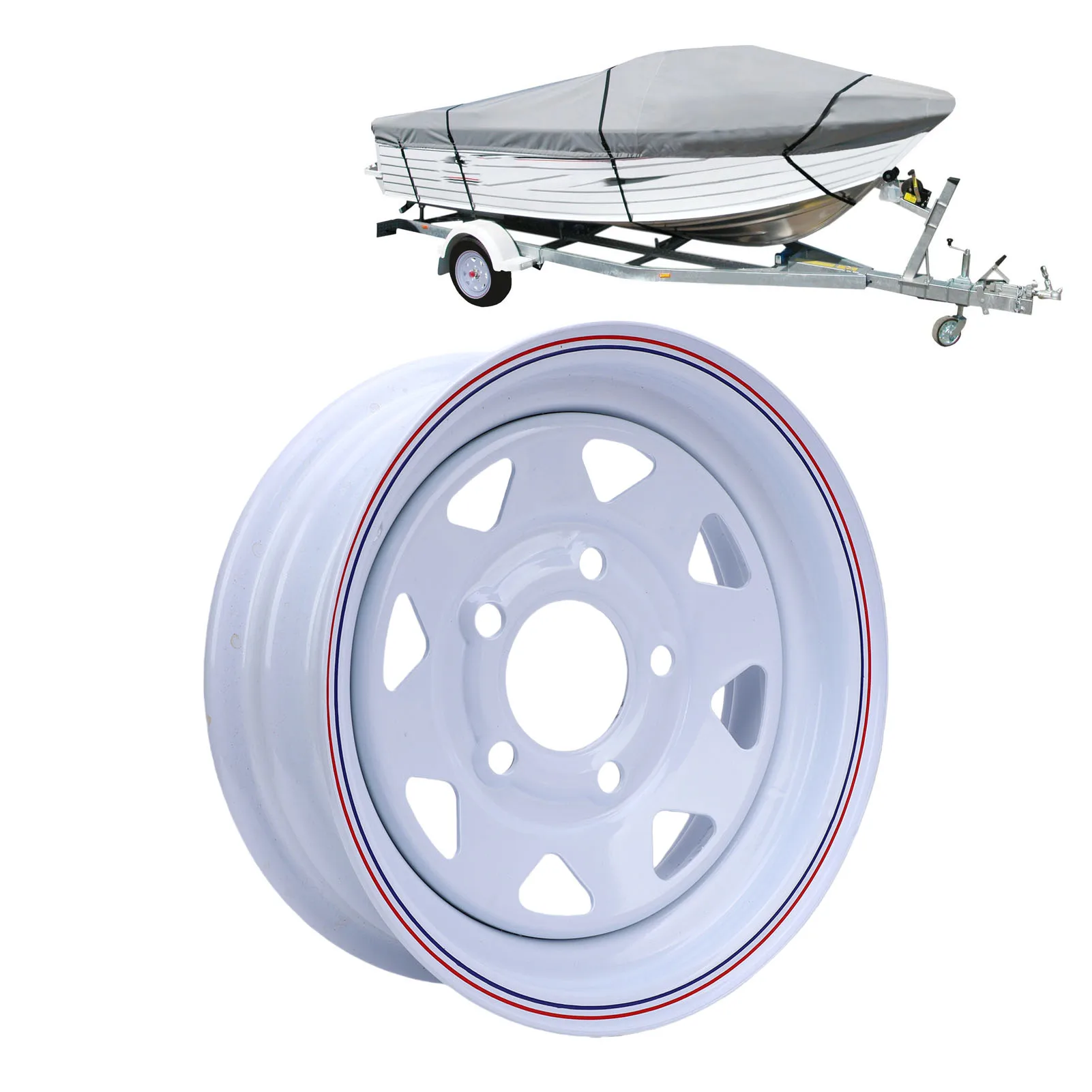 

12x4 5-114.3 Trailer Wheel Rim High Strength 1100 Lbs Load Capacity Fit 12 inch Alloy Boat Trailer Rim for Replacement