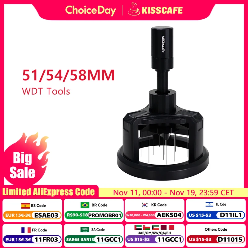 

ALIKISSCAFE WDT Tools 51mm 54mm 58mm Espresso Stirrer Needle Distributor Barista Tools Adjustable Depth Coffee Maker Accessories