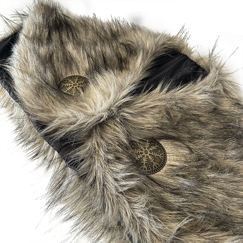 Gola de pele falsa envolve roupas de inverno rei guerreiro capa viking pele xale guerreiro medieval capa de pele artificial para homens cosplay